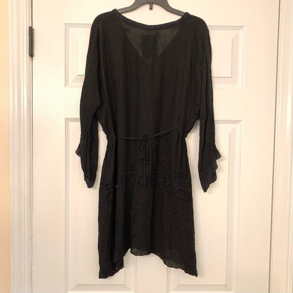 EUC Johnny Was Eyelet Mini Dress with Pockets Black Size Small - Picture 5 of 10
